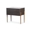 A luxury bedside table with a brown and bronze finish