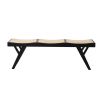 three-seater bench crafted from wood and rattan