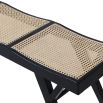 three-seater bench crafted from wood and rattan