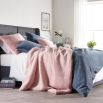 A luxurious soft pink faux fur throw with a barley colour faux suede reverse