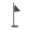 Table lamp with cone-shaped shade and a strong metallic frame