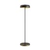 Industrial-inspired lamp with matte black base and brass detail