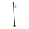 Black steel floor lamp with opal frosted glass shade