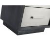 Stainless steel front bedside table with two drawers and charcoal finish wood