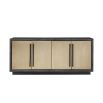 Modern sideboard with cerused textured ash veneer and light brown doors