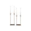 Set of two sleek nickel finish candle holders