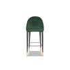 Emerald velvet upholstered bar chair with buttoning details and brass capped feet