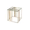 contemporary brass framed square side table with glass  top
