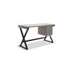 Wooden industrial-style desk with with taupe top in gorgeous high-gloss