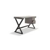 Wooden industrial-style desk with with taupe top in gorgeous high-gloss