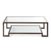 Antique bronze framed coffee table with two-tier glass shelving