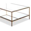 Antiqued brass metal frame coffee table with antique mirror surface