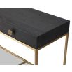 Black ash veneered dressing table with slotted rivet handles and elevated on brushed brass finish base