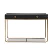 Black ash veneered dressing table with slotted rivet handles and elevated on brushed brass finish base