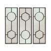 Large rectangular wooden mirror with geometric shape designs 