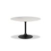 White marble dining table with black metal base