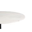 White marble dining table with black metal base