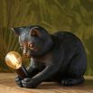 Black steel kitten table lamp