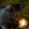 Black steel kitten table lamp