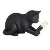 Black steel kitten table lamp
