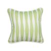 A gorgeous green children's cushion with a striped design and white piping