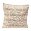 Textured wool cushion in cream with subtle stripe detail