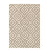 Woven folk design chenille yarn rug in a linen tone