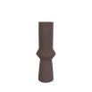 contemporary matte brown tall vase with geometric detail
