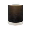 Black textured glass hurricane with white stone base