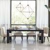 A luxurious extendable ebony dining table with painted metallic bronze details