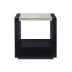 Captivating bedside table in black finish with bubble glass top 