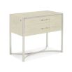 Bright, cream-finished bedside table with dreamy nickel frame and details
