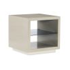 elegant square side table with a smoked glass shelf