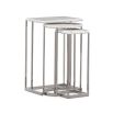 Luxurious stacked set of side tables with silver base and white marble surface