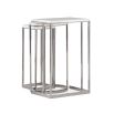 Luxurious stacked set of side tables with silver base and white marble surface