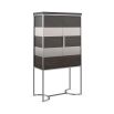 Mesmerising and sophisticated bar cabinet with metal frame and rich wood veneer