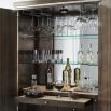 Mesmerising and sophisticated bar cabinet with metal frame and rich wood veneer