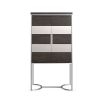 Mesmerising and sophisticated bar cabinet with metal frame and rich wood veneer