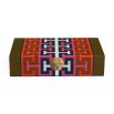 A bold jewellery box by Jonathan Adler with a geometric pattern and luxury blue velvet lining 