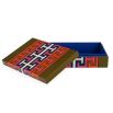 A vibrant box by Jonathan Adler with a geometric pattern and blue velvet lining