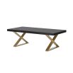Black oak wooden coffee table with brass steel legs