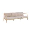 Cosy three-seater outdoor sofa with plush, bespoke upholstered seat and back cushions