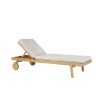 Sumptuous lounger with elegant natural wood base