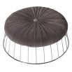 Pleated mouse grey velvet ottoman