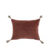 velvety natural cushion with tassels and delicate stitching