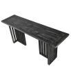 Black wooden console table with slatted legs