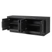 Black wood sideboard with arched handles and ribbed edges