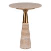 Elegant side table with circular top composed of travertine
