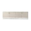 Elegant TV cabinet with shagreen finish and nickel accents