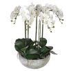 Artificial, multi-stemmed, medium sized potted orchid